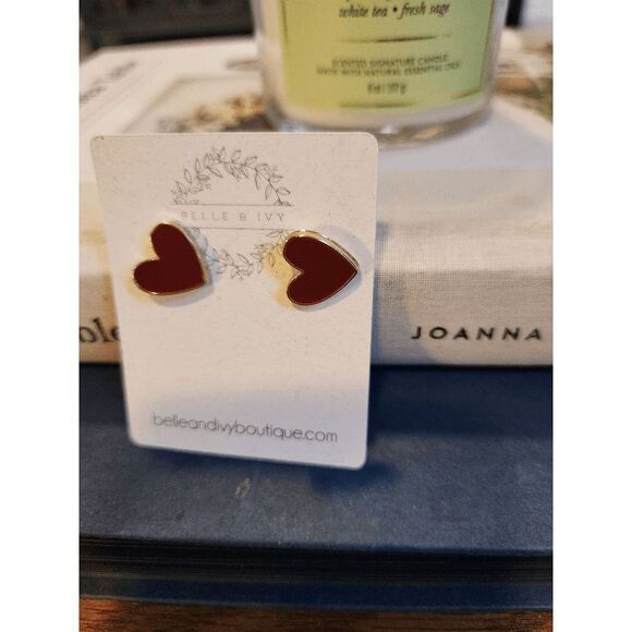 Red Double Heart Earrings - Picture 1 of 4